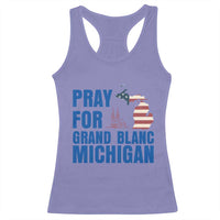Pray for Grand Blanc Michigan Racerback Tank Top American Flag Christian Support - Wonder Print Shop