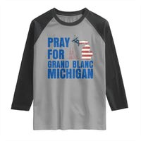 Pray for Grand Blanc Michigan Raglan Shirt American Flag Christian Support - Wonder Print Shop