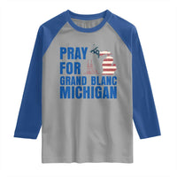 Pray for Grand Blanc Michigan Raglan Shirt American Flag Christian Support - Wonder Print Shop