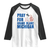 Pray for Grand Blanc Michigan Raglan Shirt American Flag Christian Support - Wonder Print Shop
