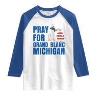 Pray for Grand Blanc Michigan Raglan Shirt American Flag Christian Support - Wonder Print Shop