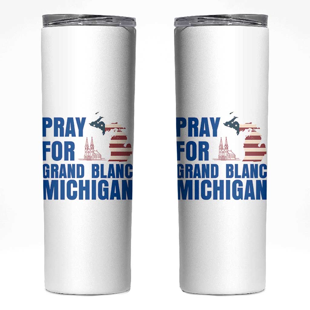 Pray for Grand Blanc Michigan Skinny Tumbler American Flag Christian Support - Wonder Print Shop