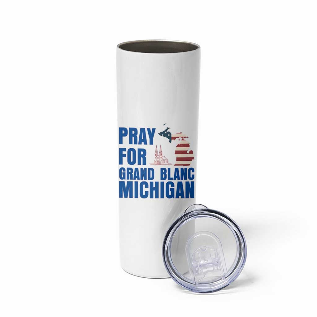 Pray for Grand Blanc Michigan Skinny Tumbler American Flag Christian Support - Wonder Print Shop