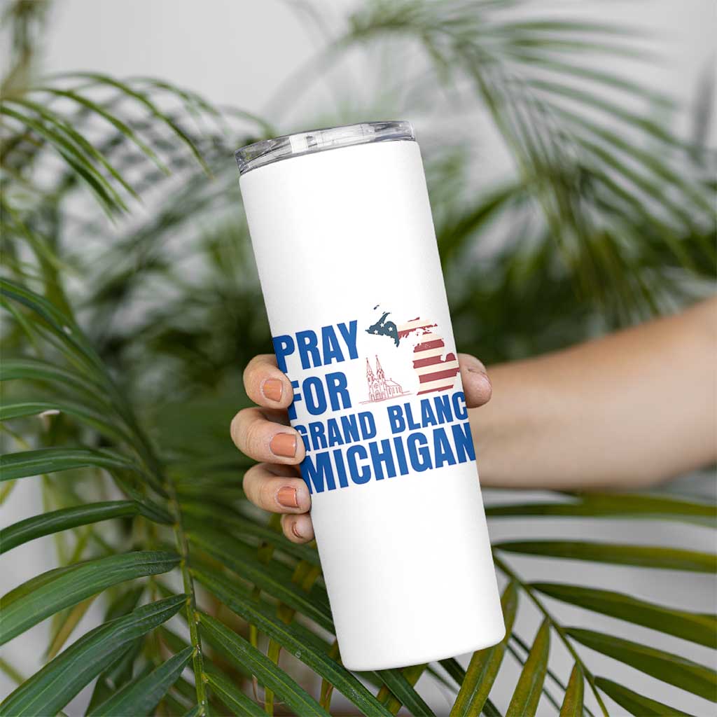 Pray for Grand Blanc Michigan Skinny Tumbler American Flag Christian Support - Wonder Print Shop