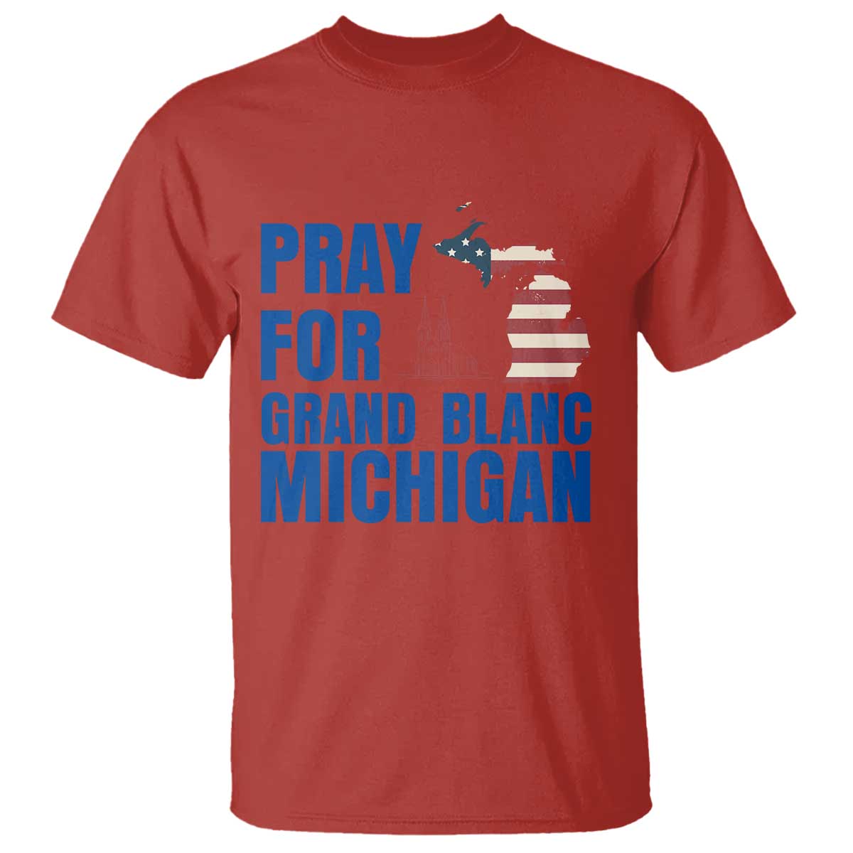 Pray for Grand Blanc Michigan T Shirt American Flag Christian Support - Wonder Print Shop