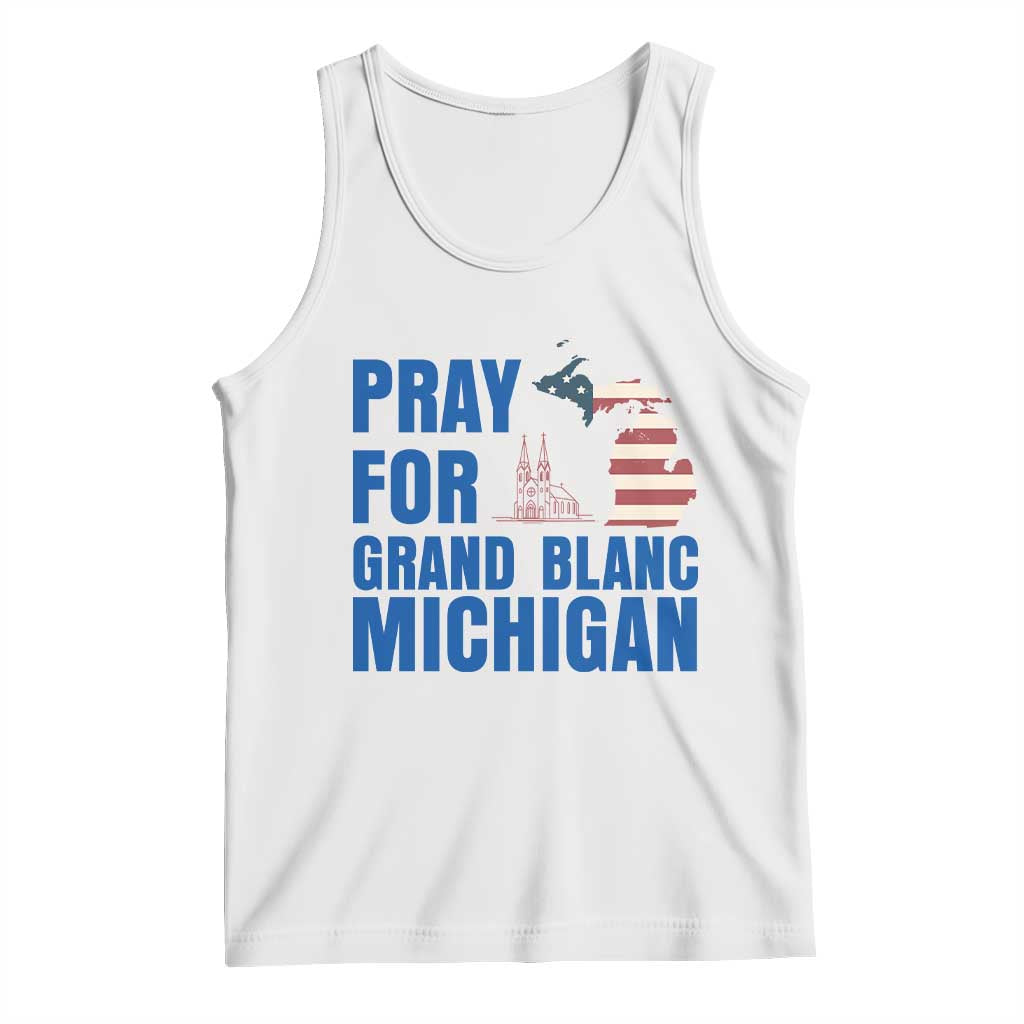Pray for Grand Blanc Michigan Tank Top American Flag Christian Support - Wonder Print Shop