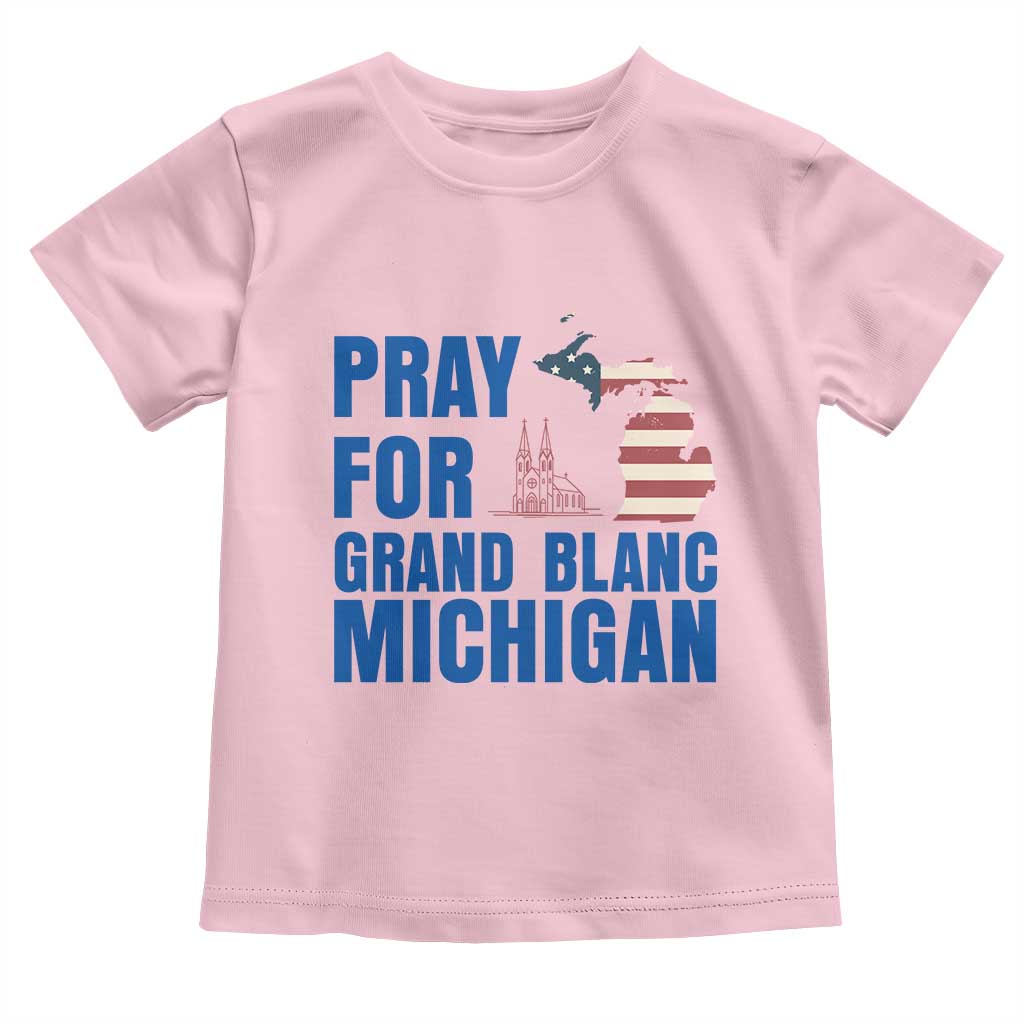 Pray for Grand Blanc Michigan Toddler T Shirt American Flag Christian Support - Wonder Print Shop
