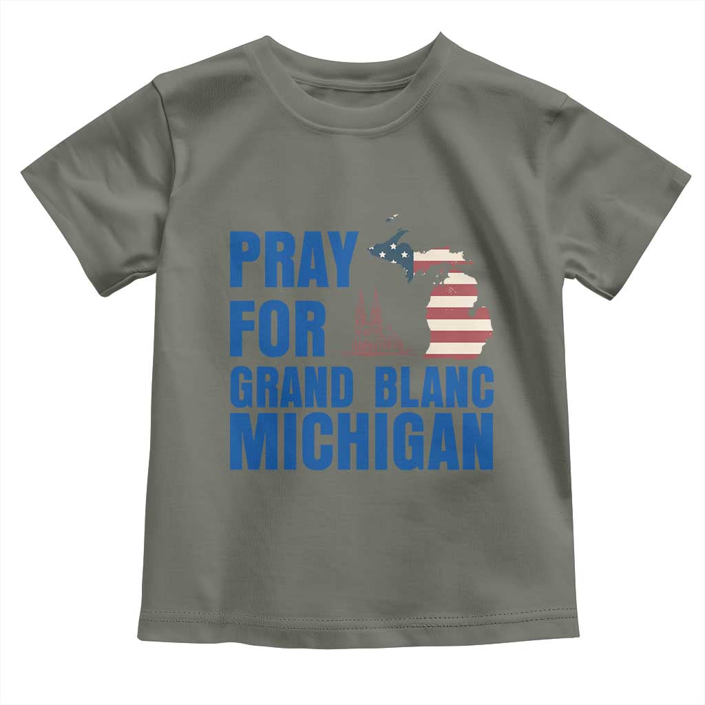 Pray for Grand Blanc Michigan Toddler T Shirt American Flag Christian Support - Wonder Print Shop
