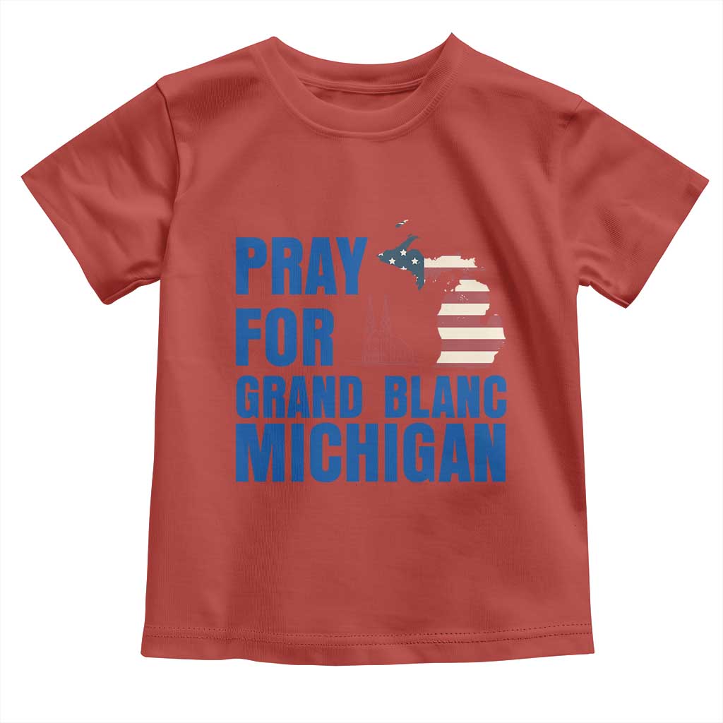 Pray for Grand Blanc Michigan Toddler T Shirt American Flag Christian Support - Wonder Print Shop