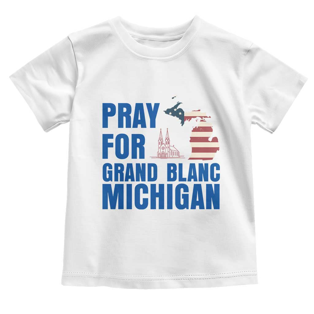 Pray for Grand Blanc Michigan Toddler T Shirt American Flag Christian Support - Wonder Print Shop