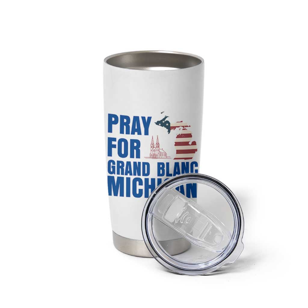 Pray for Grand Blanc Michigan Tumbler Cup American Flag Christian Support - Wonder Print Shop