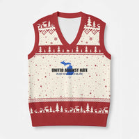 Peace for Grand Blanc Michigan V-Neck Knit Sweater Vest United Against Hate - Wonder Print Shop