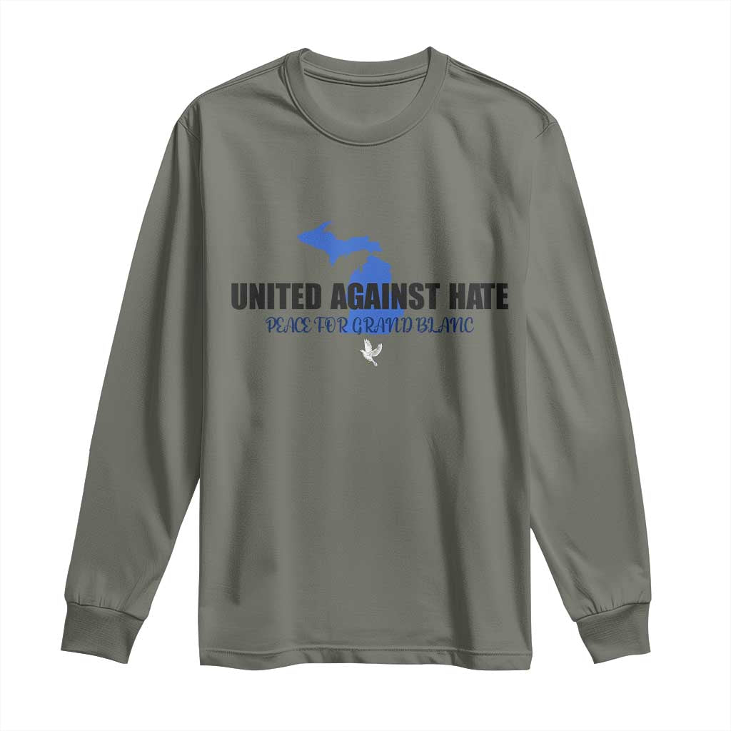 Peace for Grand Blanc Michigan Long Sleeve Shirt United Against Hate - Wonder Print Shop