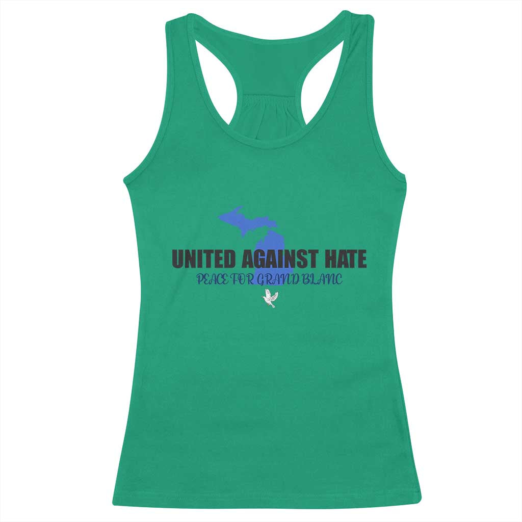 Peace for Grand Blanc Michigan Racerback Tank Top United Against Hate - Wonder Print Shop
