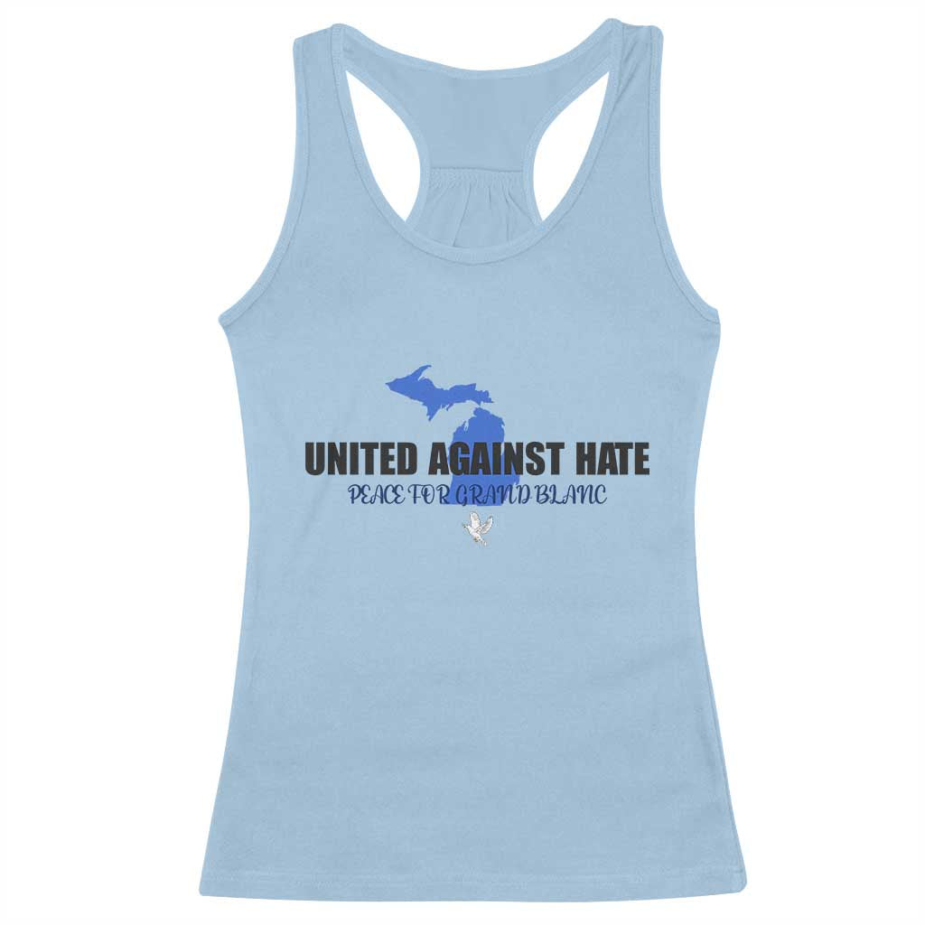 Peace for Grand Blanc Michigan Racerback Tank Top United Against Hate - Wonder Print Shop
