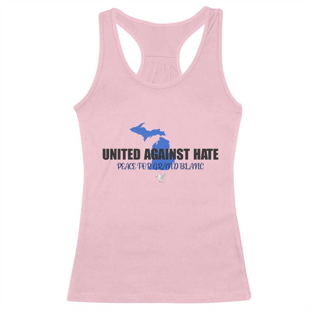 Peace for Grand Blanc Michigan Racerback Tank Top United Against Hate - Wonder Print Shop
