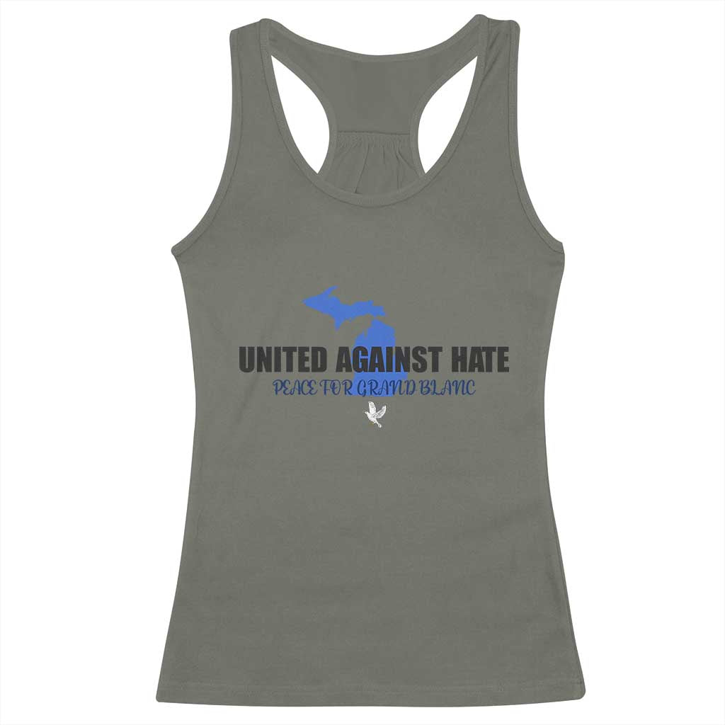 Peace for Grand Blanc Michigan Racerback Tank Top United Against Hate - Wonder Print Shop