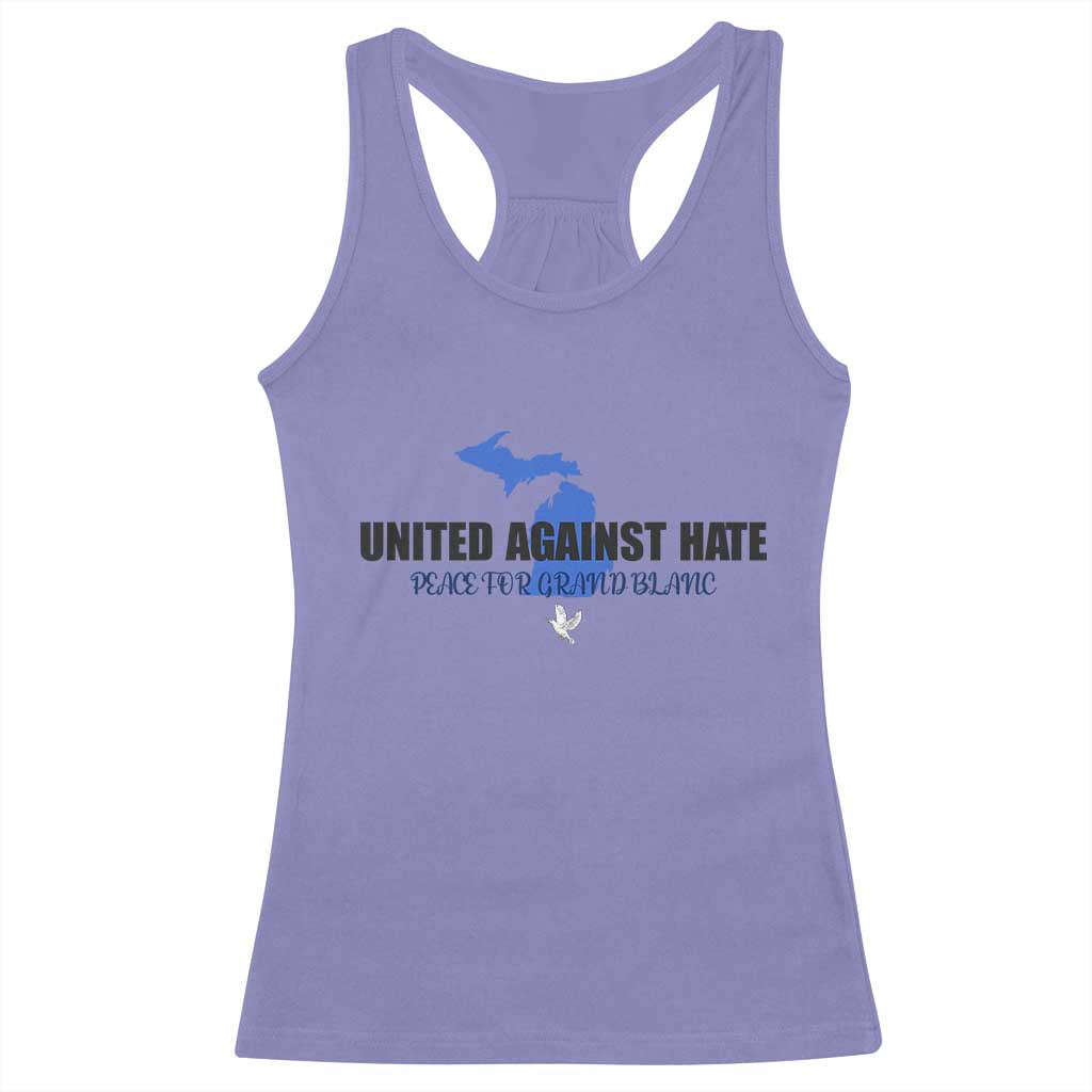 Peace for Grand Blanc Michigan Racerback Tank Top United Against Hate - Wonder Print Shop