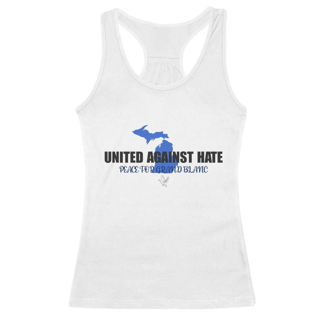 Peace for Grand Blanc Michigan Racerback Tank Top United Against Hate - Wonder Print Shop