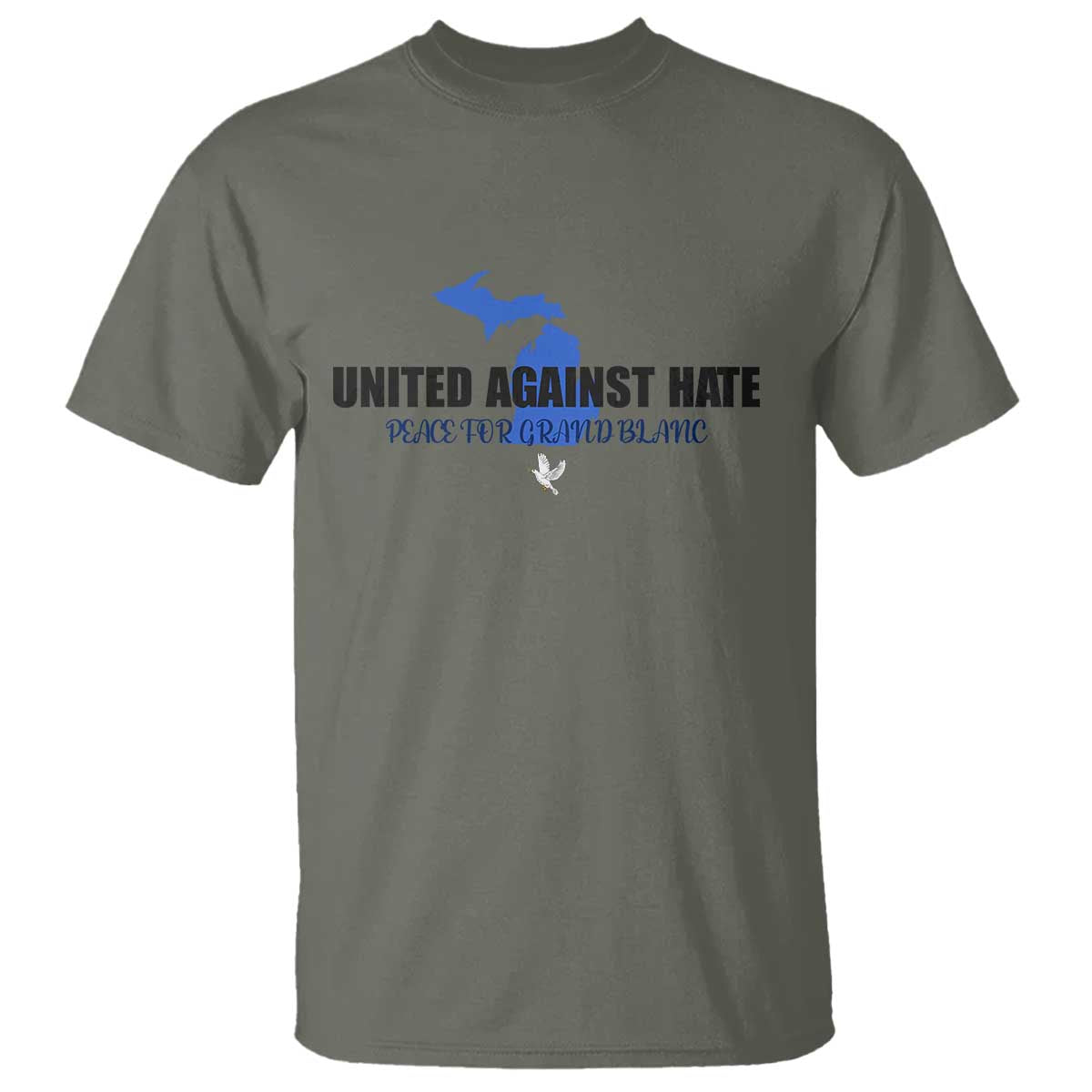 Peace for Grand Blanc Michigan T Shirt United Against Hate - Wonder Print Shop