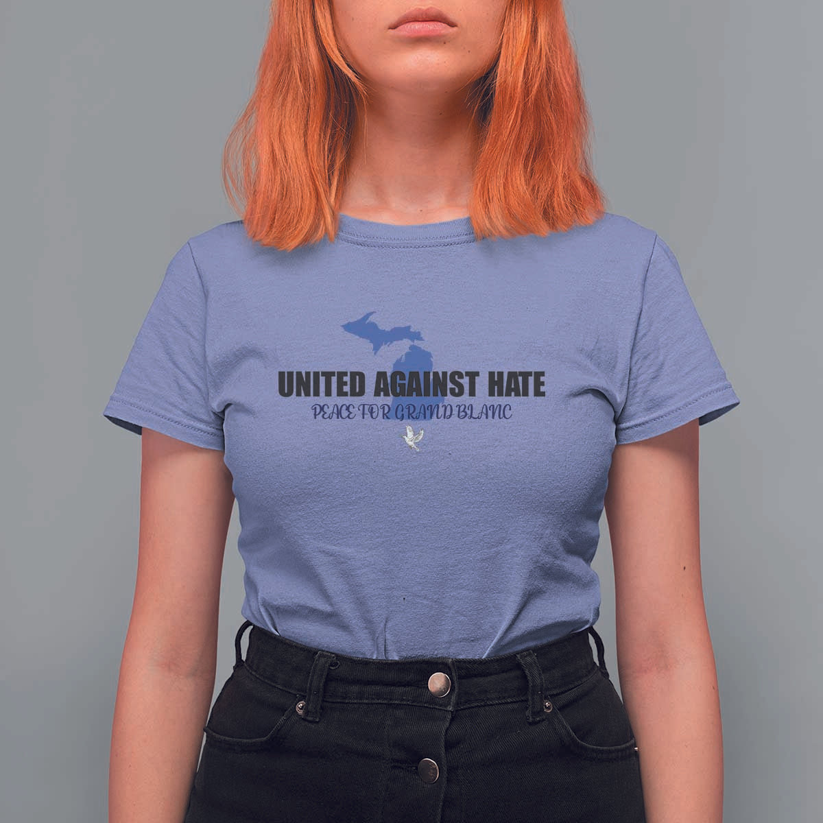 Peace for Grand Blanc Michigan T Shirt For Women United Against Hate - Wonder Print Shop