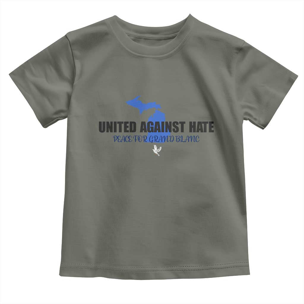 Peace for Grand Blanc Michigan Toddler T Shirt United Against Hate - Wonder Print Shop