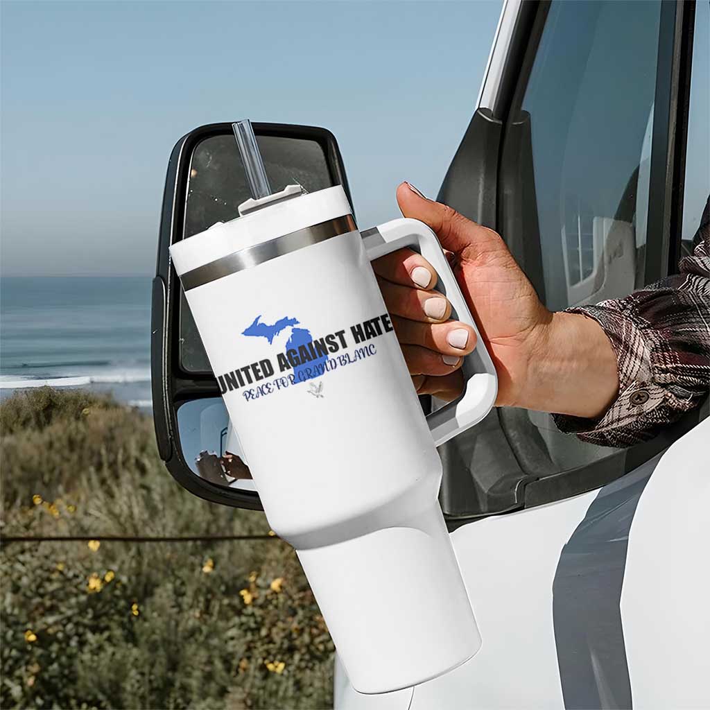 Peace for Grand Blanc Michigan Tumbler With Handle United Against Hate - Wonder Print Shop