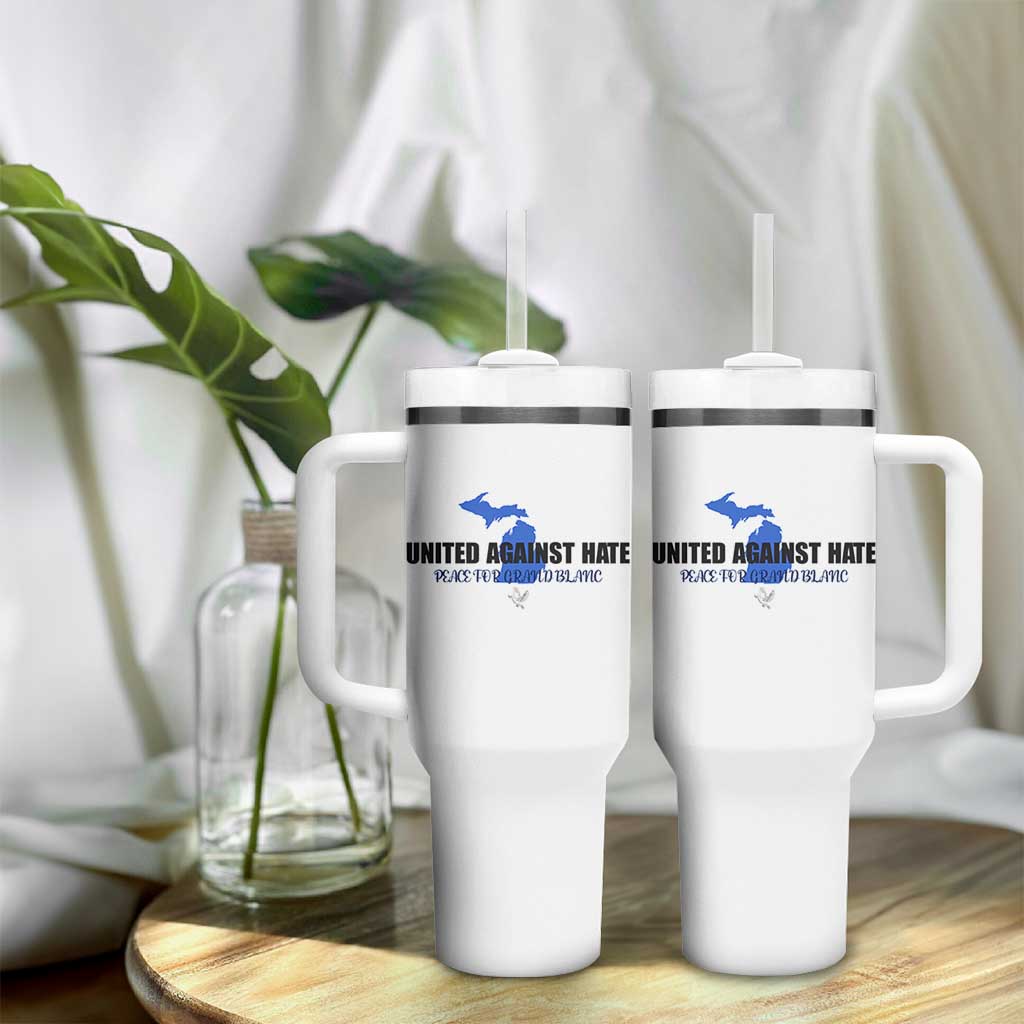 Peace for Grand Blanc Michigan Tumbler With Handle United Against Hate - Wonder Print Shop