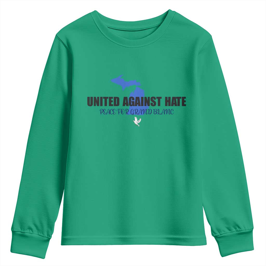 Peace for Grand Blanc Michigan Youth Sweatshirt United Against Hate - Wonder Print Shop