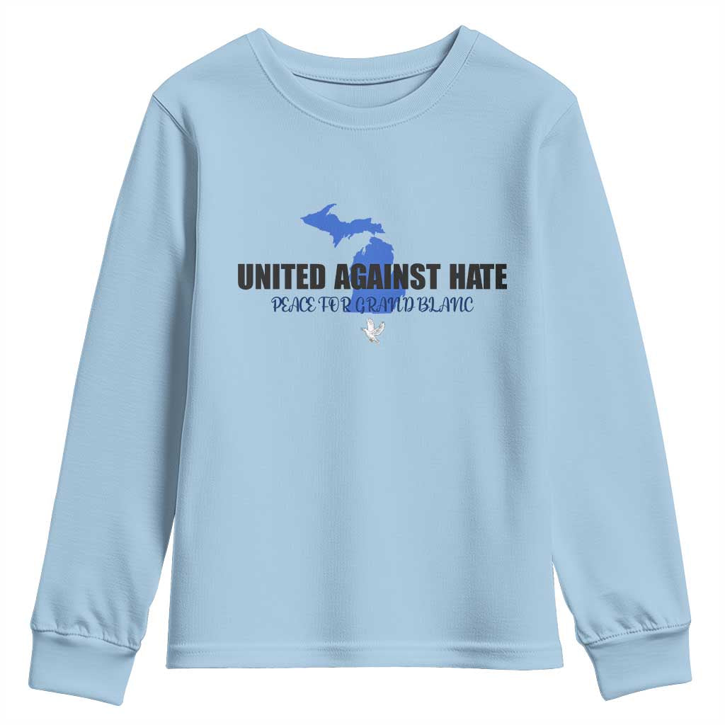 Peace for Grand Blanc Michigan Youth Sweatshirt United Against Hate - Wonder Print Shop