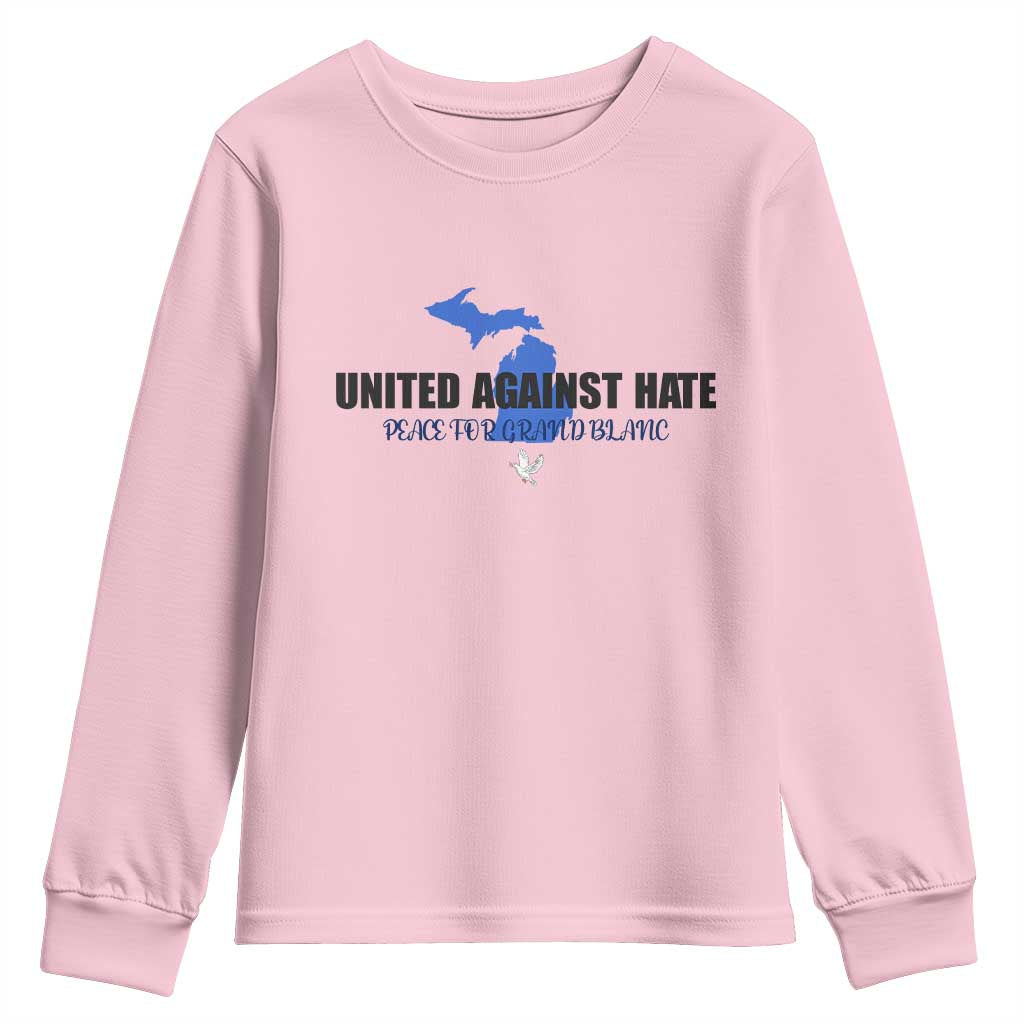 Peace for Grand Blanc Michigan Youth Sweatshirt United Against Hate - Wonder Print Shop