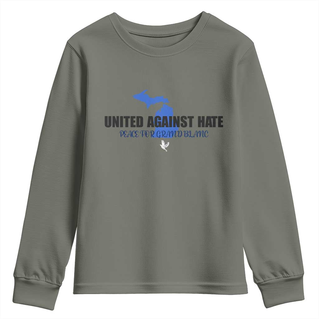 Peace for Grand Blanc Michigan Youth Sweatshirt United Against Hate - Wonder Print Shop