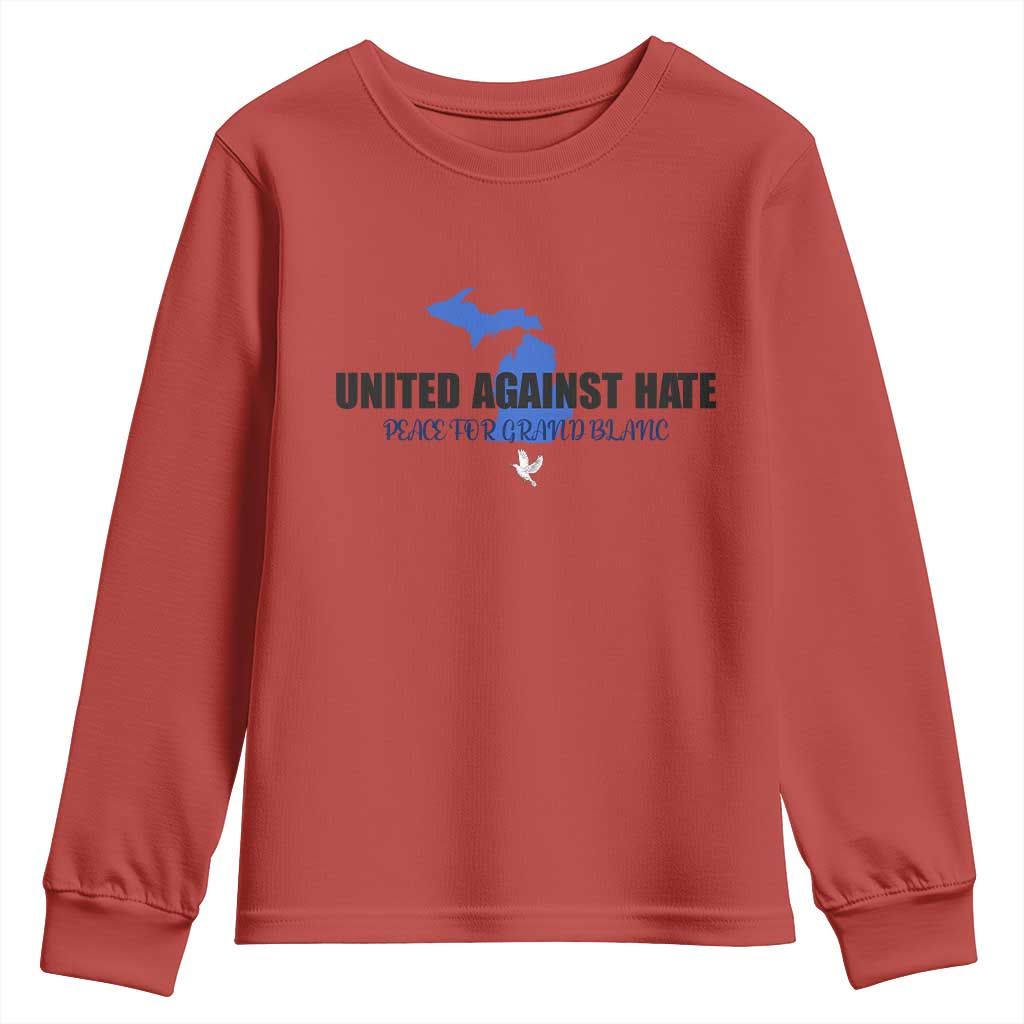 Peace for Grand Blanc Michigan Youth Sweatshirt United Against Hate - Wonder Print Shop