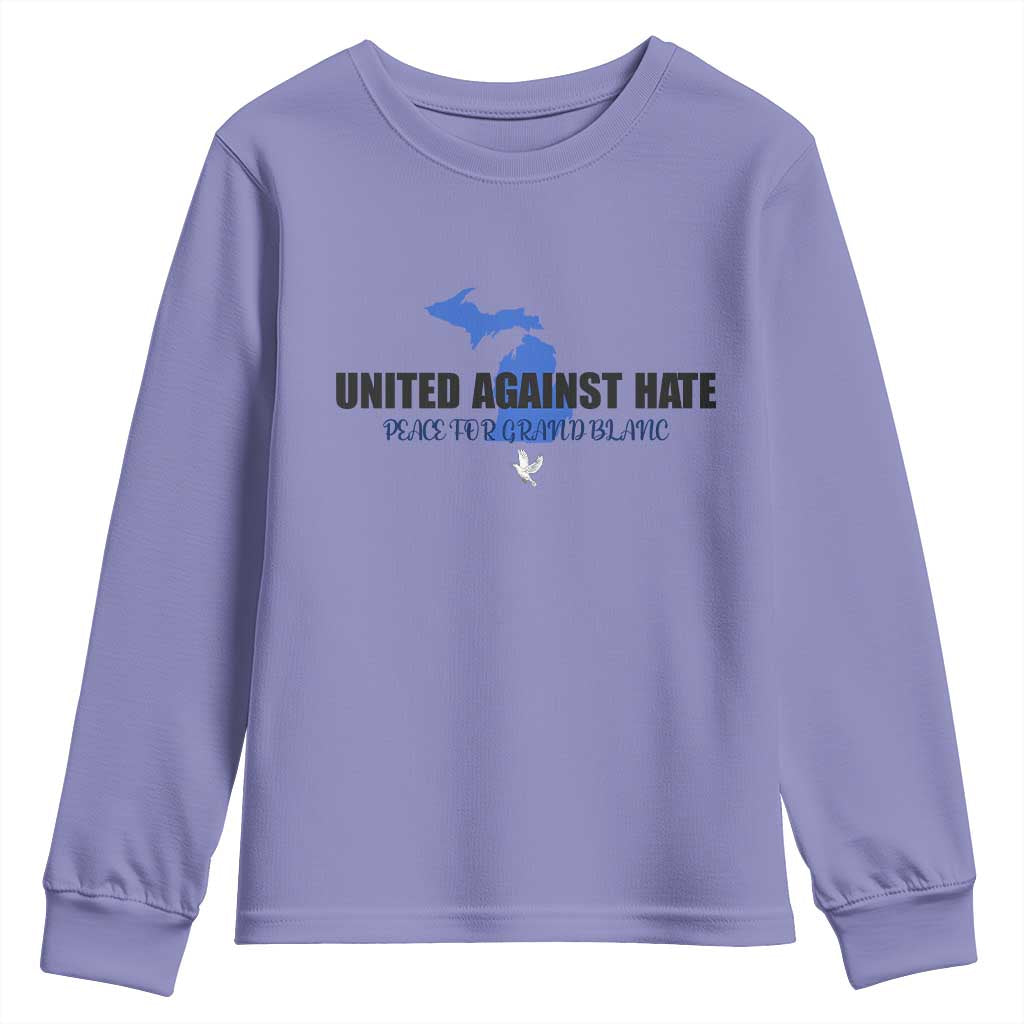 Peace for Grand Blanc Michigan Youth Sweatshirt United Against Hate - Wonder Print Shop