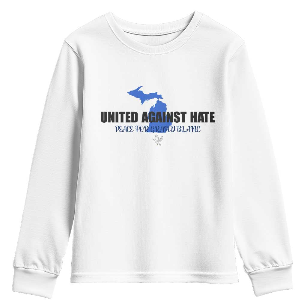 Peace for Grand Blanc Michigan Youth Sweatshirt United Against Hate - Wonder Print Shop