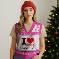 I Love Muhammad V-Neck Knit Sweater Vest Musliam Identity Islamic Peace and Pride - Wonder Print Shop