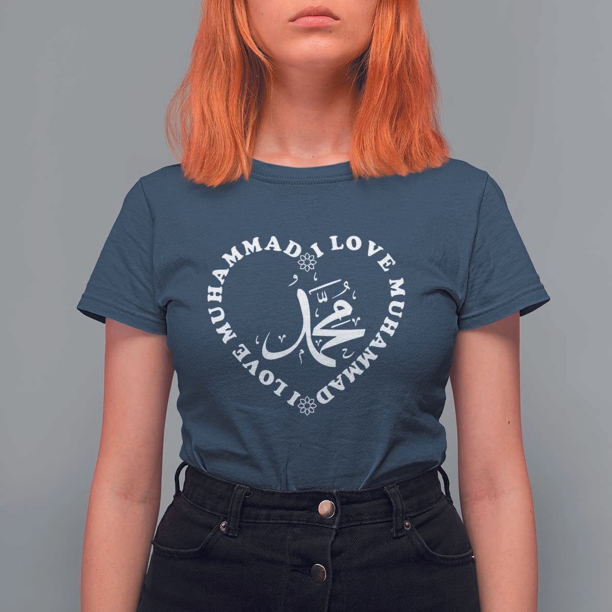 I Love Muhammad T Shirt For Women Musliam Identity Peace Pride Islamic Calligraphy - Wonder Print Shop