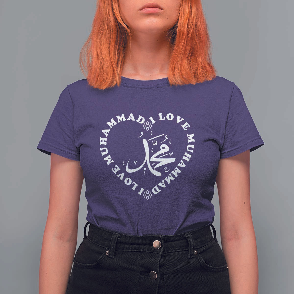 I Love Muhammad T Shirt For Women Musliam Identity Peace Pride Islamic Calligraphy - Wonder Print Shop
