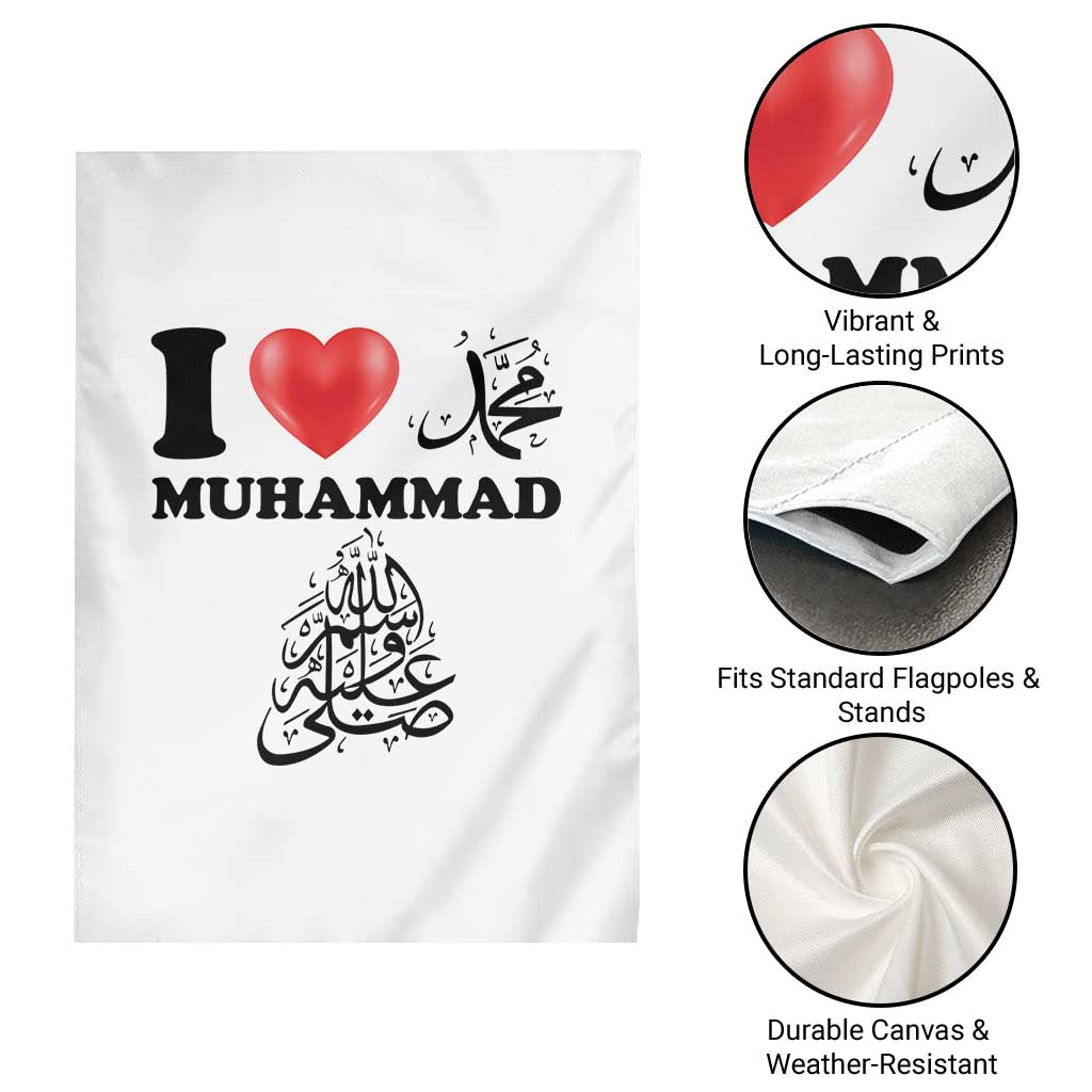 I Love Muhammad Garden Flag Musliam Identity Faith Peace Pride Islamic Calligraphy - Wonder Print Shop