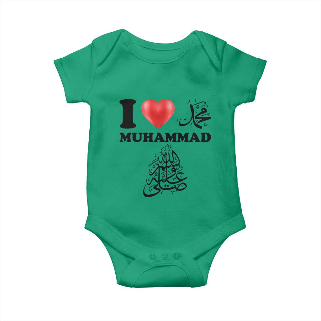 I Love Muhammad Baby Onesie Musliam Identity Faith Peace Pride Islamic Calligraphy - Wonder Print Shop