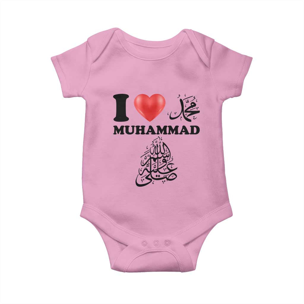 I Love Muhammad Baby Onesie Musliam Identity Faith Peace Pride Islamic Calligraphy - Wonder Print Shop