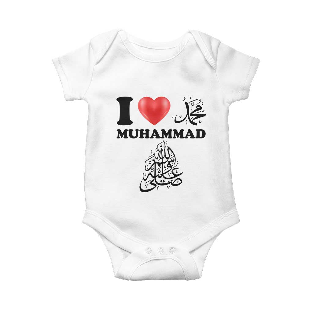 I Love Muhammad Baby Onesie Musliam Identity Faith Peace Pride Islamic Calligraphy - Wonder Print Shop