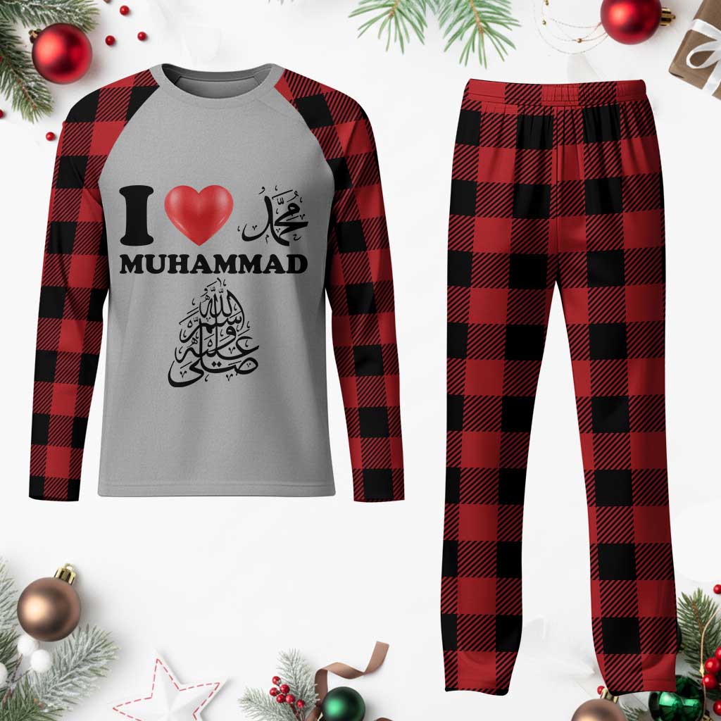 I Love Muhammad Plaid Pajama Set Musliam Identity Faith Peace Pride Islamic Calligraphy - Wonder Print Shop