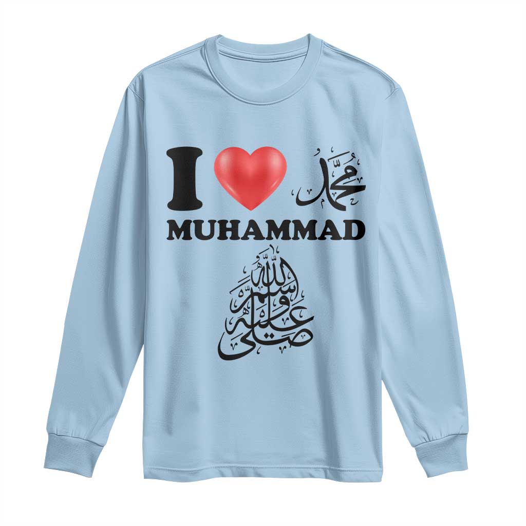 I Love Muhammad Long Sleeve Shirt Musliam Identity Faith Peace Pride Islamic Calligraphy - Wonder Print Shop