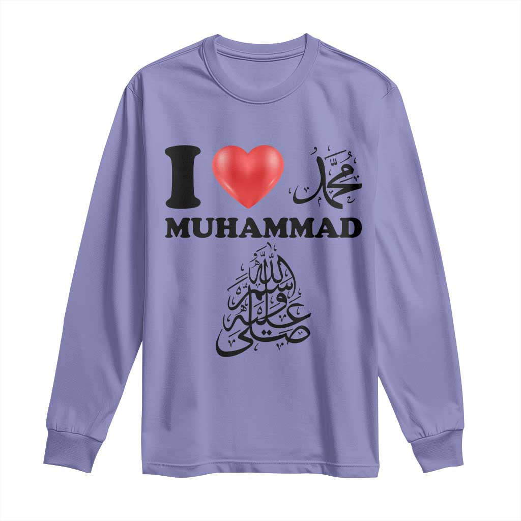 I Love Muhammad Long Sleeve Shirt Musliam Identity Faith Peace Pride Islamic Calligraphy - Wonder Print Shop