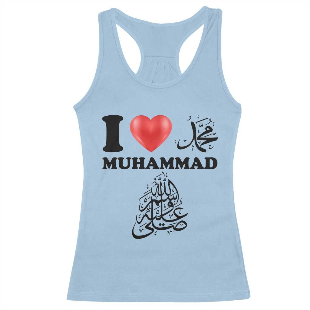 I Love Muhammad Racerback Tank Top Musliam Identity Faith Peace Pride Islamic Calligraphy - Wonder Print Shop