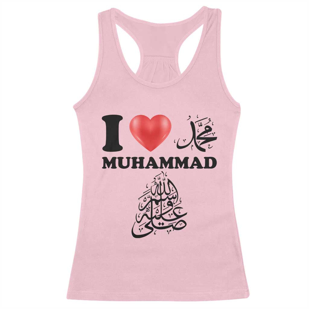 I Love Muhammad Racerback Tank Top Musliam Identity Faith Peace Pride Islamic Calligraphy - Wonder Print Shop