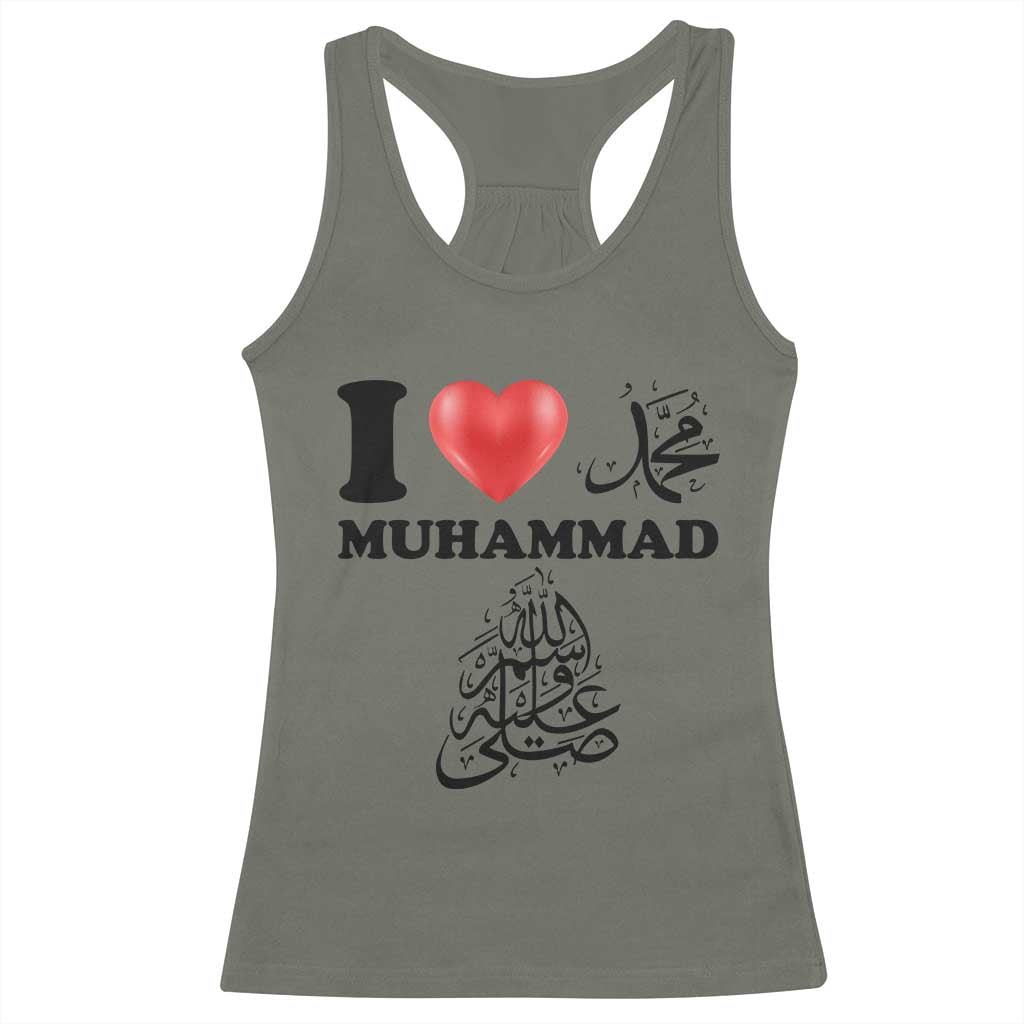 I Love Muhammad Racerback Tank Top Musliam Identity Faith Peace Pride Islamic Calligraphy - Wonder Print Shop