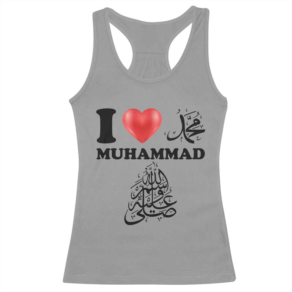 I Love Muhammad Racerback Tank Top Musliam Identity Faith Peace Pride Islamic Calligraphy - Wonder Print Shop