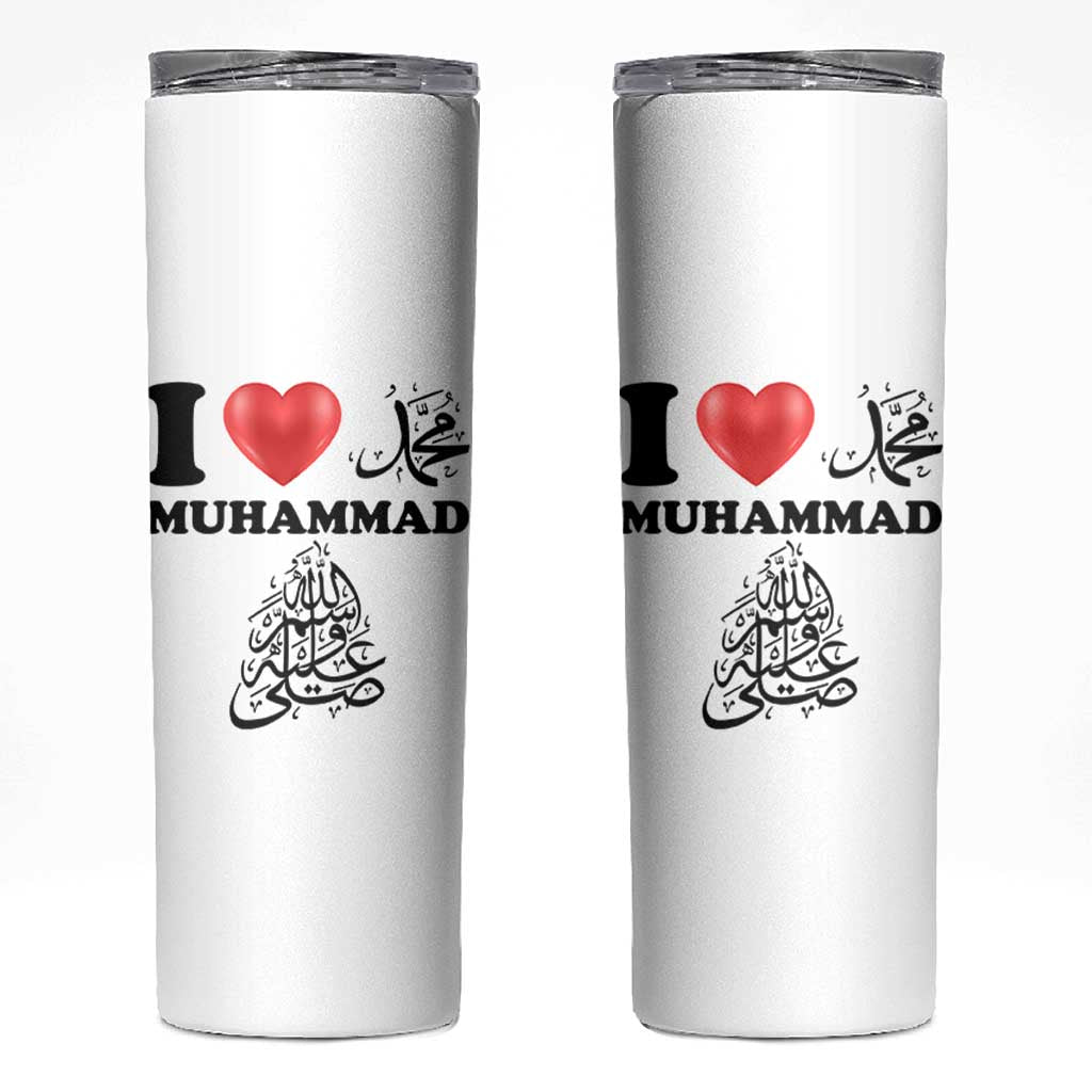 I Love Muhammad Skinny Tumbler Musliam Identity Faith Peace Pride Islamic Calligraphy - Wonder Print Shop